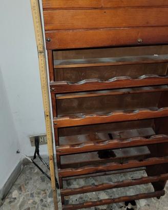 Cantinetta portabottiglie in legno con vano sup.