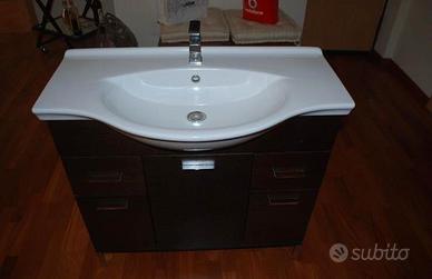Mobile bagno con lavabo in ceramica – colore wengé