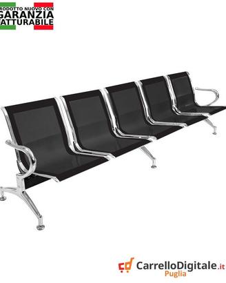 Sedie da attesa in acciaio colore nero 5 posti