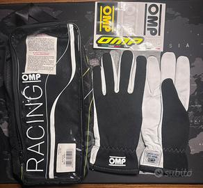 OMP Guanti da corsa rally nero e bianco
