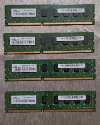 4 banchi RAM 4 GB 1600 MHz