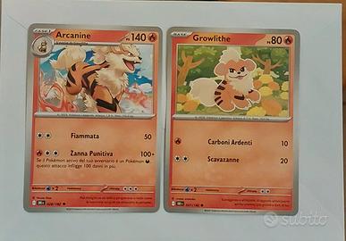 carta pokemon growlithe e arcanine 