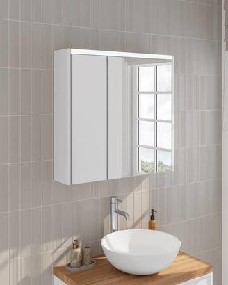 Specchio contenitore led 70x15x67h cm con 2 ante