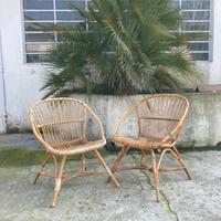 Coppia di poltroncine anni 60 in giunco