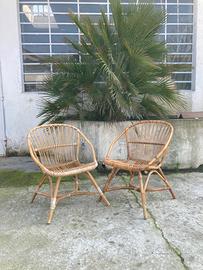 Coppia di poltroncine anni 60 in giunco