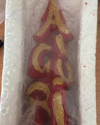 Candela Natalizia Vintage Scritta "AUGURI"