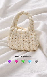 Mini bag intrecciata beige donna borsa a mano