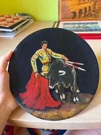 Piatto decorativo dipinto su legna