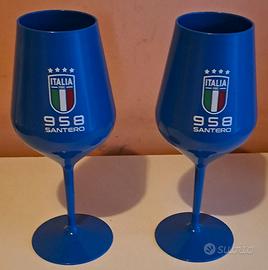 2 calici blu Santero 958 Nazionale Italiana Calcio