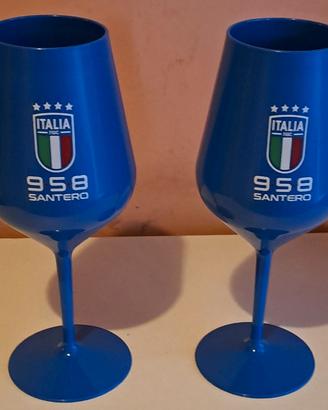 2 calici blu Santero 958 Nazionale Italiana Calcio