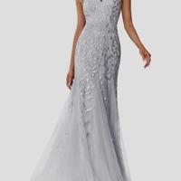 Abito da sera lungo da donna con paillettes tulle 