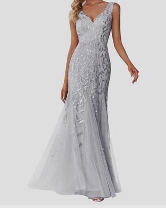 Abito da sera lungo da donna con paillettes tulle 