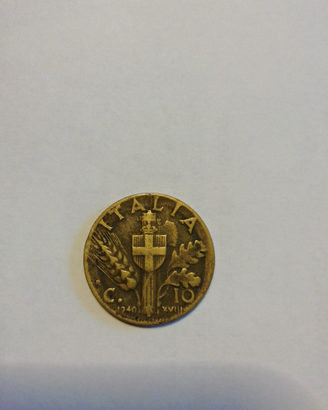 Moneta da 10 centesimi del 1940