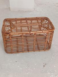 Baule cesta vimini e bambù anni 60
