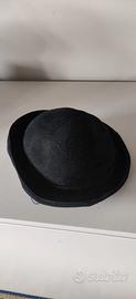Cappello tamburello pillbox vintage feltro nero an
