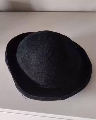 Cappello tamburello pillbox vintage feltro nero an