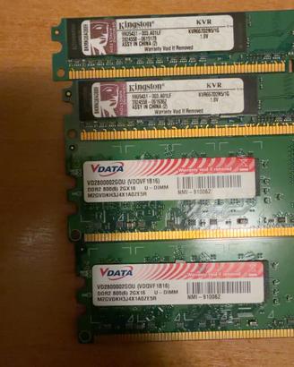 Lotto 6 RAM DDR2 Kingston e V-DATA - 8GB totali