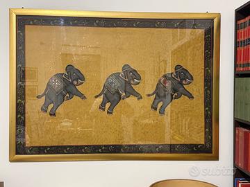 Quadro etnico elefanti fondo oro grande - RIBASSO