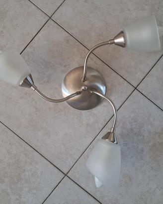 Lampadario a soffitto a TRE bracci in Acciaio sat.