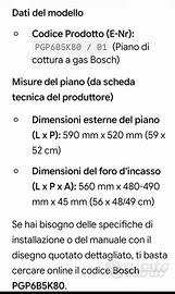 piano cottura a incasso 4 fuochi Bosch  in garanzi