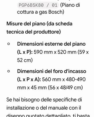 piano cottura a incasso 4 fuochi Bosch  in garanzi
