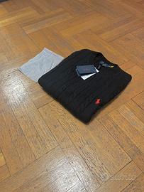 Ralph Lauren maglione a trecce nero - originale -