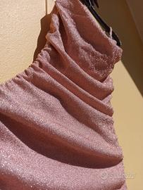 Abito glitterato con arricciatura 