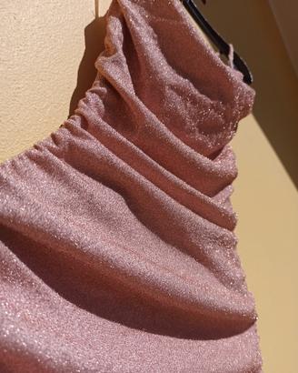 Abito glitterato con arricciatura 