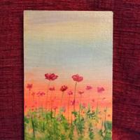 Dipinto papaveri al tramonto