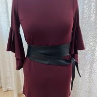 Vestito I am bourdeaux,  cinta in pelle regolabile