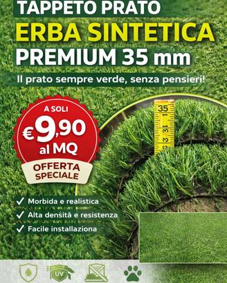 🌿 TAPPETO PRATO ERBA SINTETICA PREMIUM 35 mm 🌿