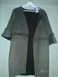 Capospalla in suede color verde militare