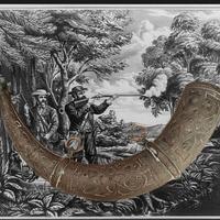 Antico corno polvere nera 1700 1800