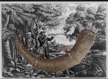Antico corno polvere nera 1700 1800