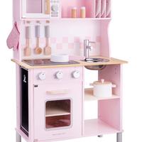 Cucina per bambini LEGNO + carello spesa + cibo