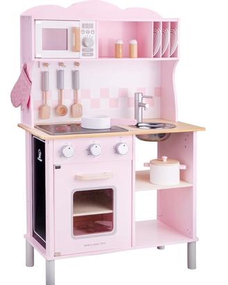 Cucina per bambini LEGNO + carello spesa + cibo