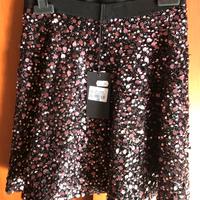 Gonna corta con paillettes viola