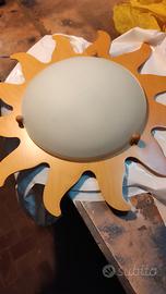 Plafoniera in legno forma di sole 