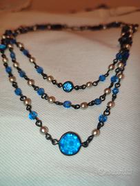 collana vintage multifilo blu 