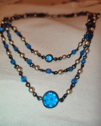 collana vintage multifilo blu 