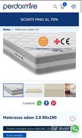2 materassi  singoli  Adam 2.0 nuovi 190x80