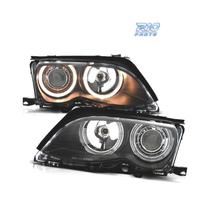 FARI BMW E46 01-05 ANGEL EYES SFONDO NERO ELETTRO