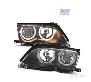 FARI BMW E46 01-05 ANGEL EYES SFONDO NERO ELETTRO