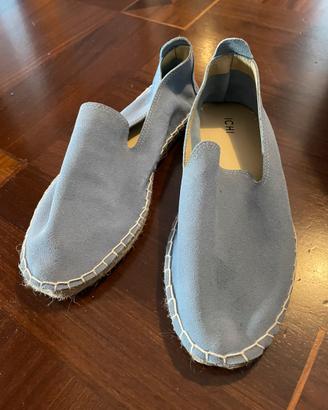 Scarpe basse tipo espadrillas in camoscio azzurro