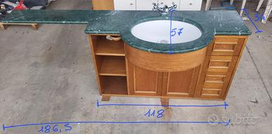 Mobile bagno in marmo verde e legno