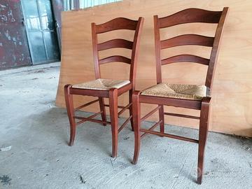 Coppia sedie legno con seduta in paglia