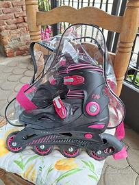 Roller ragazza neri e fuxia
