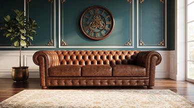 Chester 3 posti in pelle vintage anticata cuoio