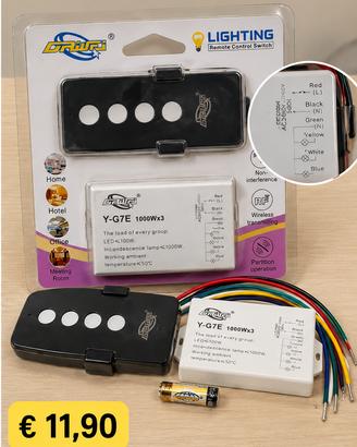 Interruttore Wireless Lampade e Luci 3 Canali