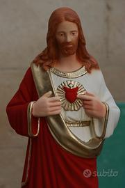 STATUA CUORE DI GESU' IN CEMENTO DIPINTO A MANO